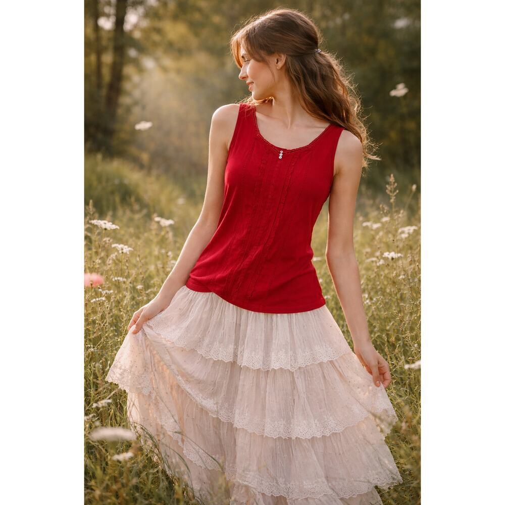 Red crochet fairy tank top